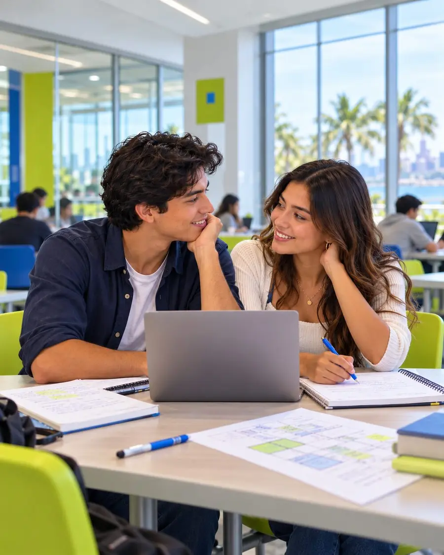 Estudiantes de U3M estudiando juntos en el campus